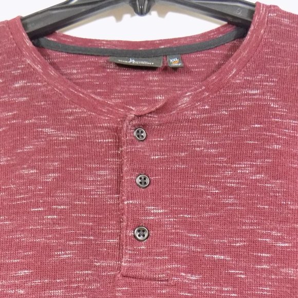 Marc Anthony Burgundy Heathered Long Sleeve Henley Size XXL Slim Fit - Picture 2 of 6